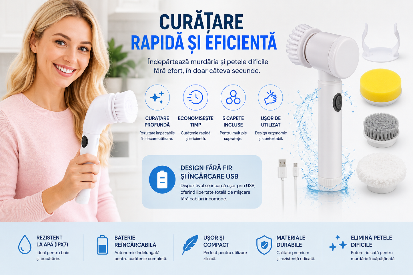 SpinScrub™ | Perie Electrică Multifuncțională